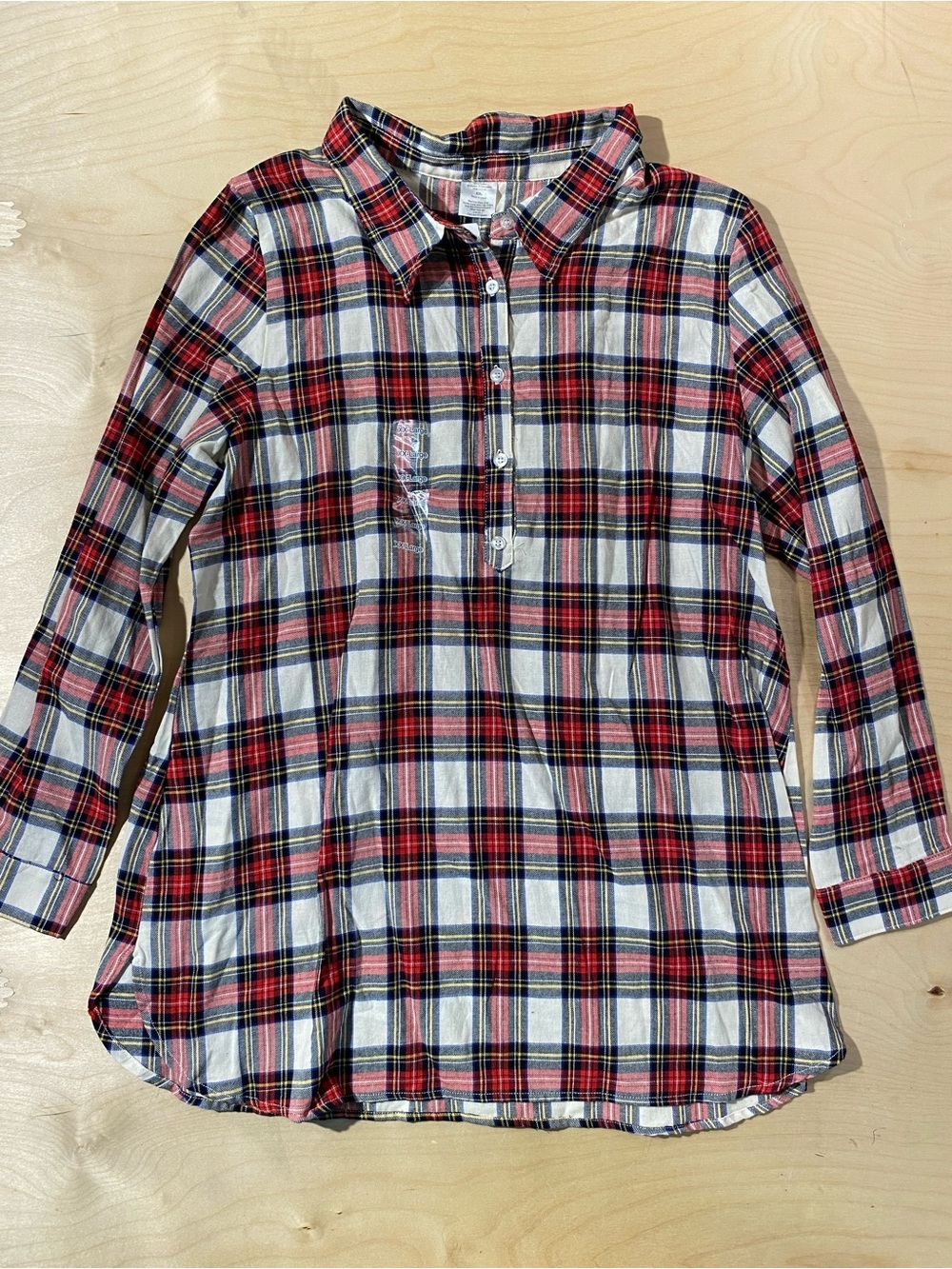 CBOCS Distribution Plaid Button-Front Tunic Shirt - Red & White XXL (RW)